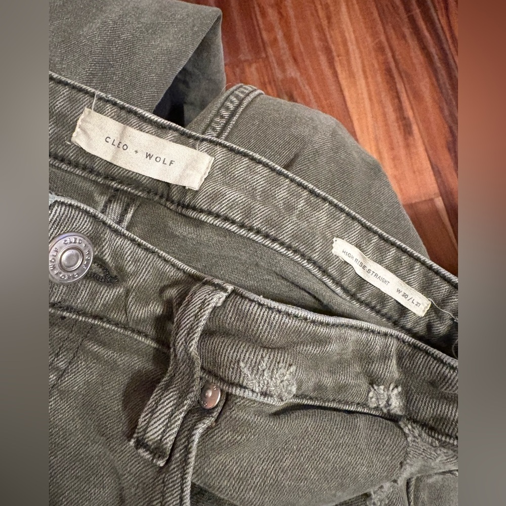 Cleo + Wolf Women's Olive Green High-Rise Jeans